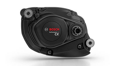 È visibile un motore nero Bosch Performance Line CX per e-bike.