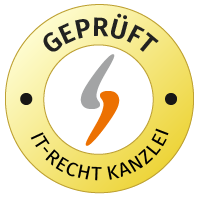 È visibile un logo circolare della IT-Recht-Kanzlei nei colori giallo e bianco con la scritta «CGC VERTIFICATE».