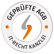 È visibile un logo circolare della IT-Recht-Kanzlei nei colori giallo e bianco con la scritta CERTIFICATO.