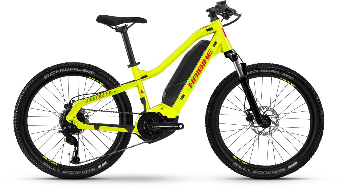 Haibike ALLTRACK Kids Gloss Lime Crystal / Red 2023 - E-Bike per bambini 24 pollici