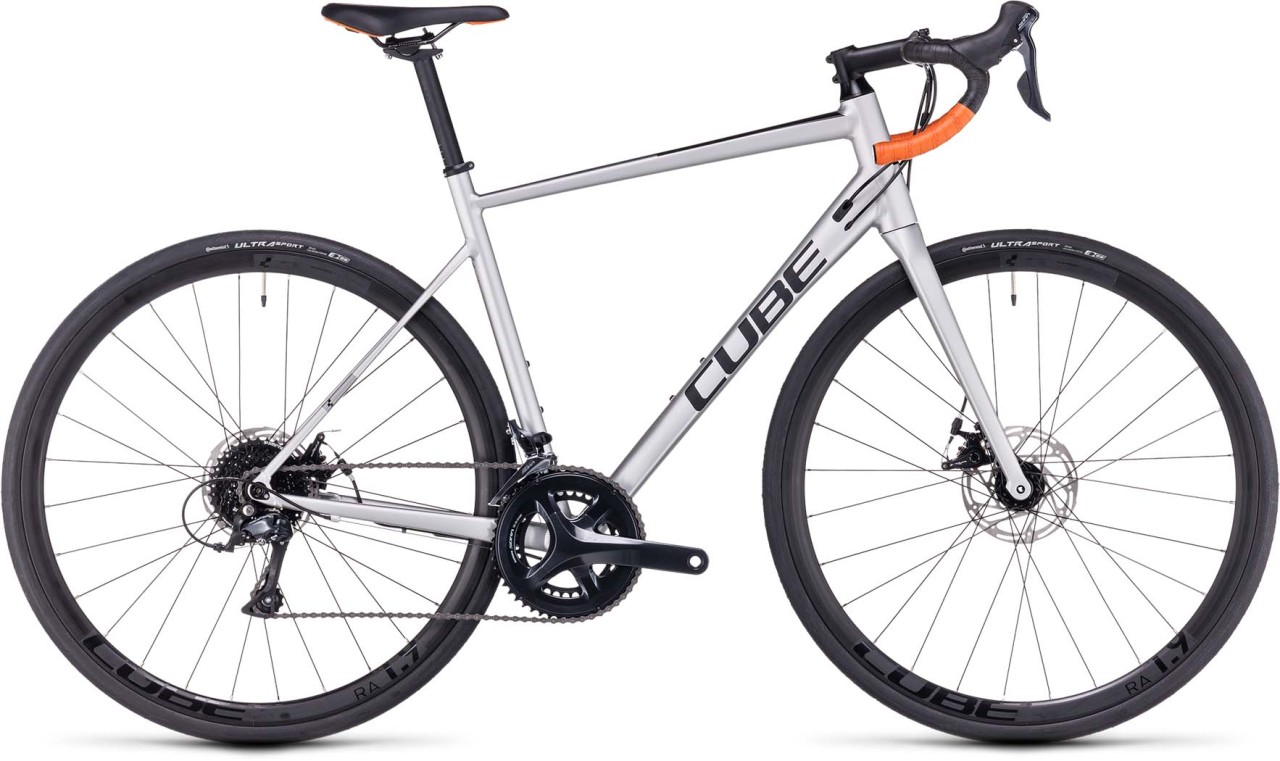 Cube Attain Pro silver n orange 2023 - Bici da corsa di aluminio per Uomini