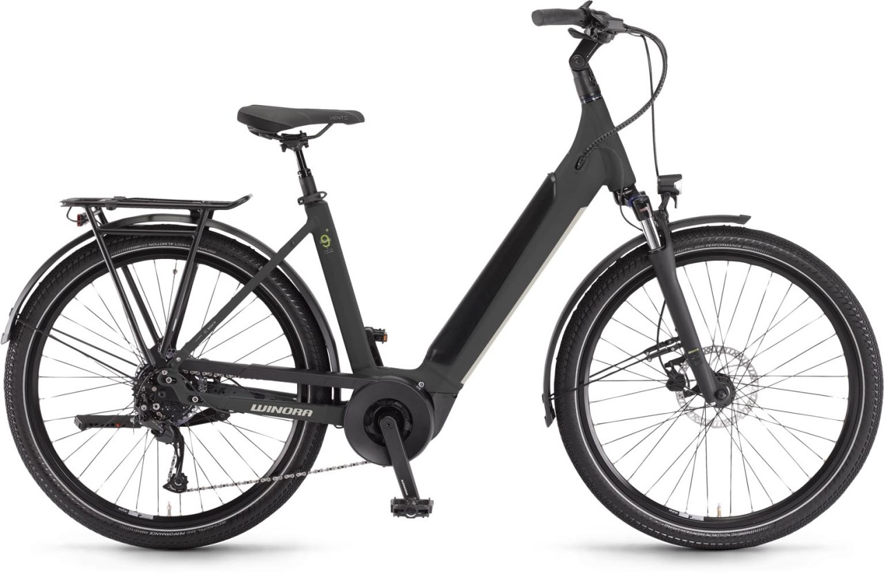 Winora Sinus X9 Black matte 2024 - E-Bike da Trekking per principianti
