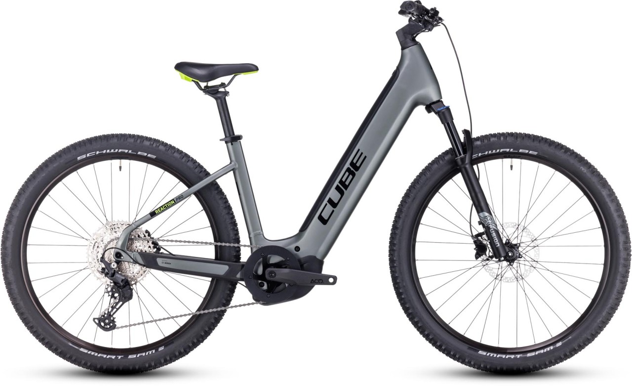 Cube Reaction Hybrid Pro 750 flashgrey n green 2024 - E-Bike Hardtail Mountainbike per principianti