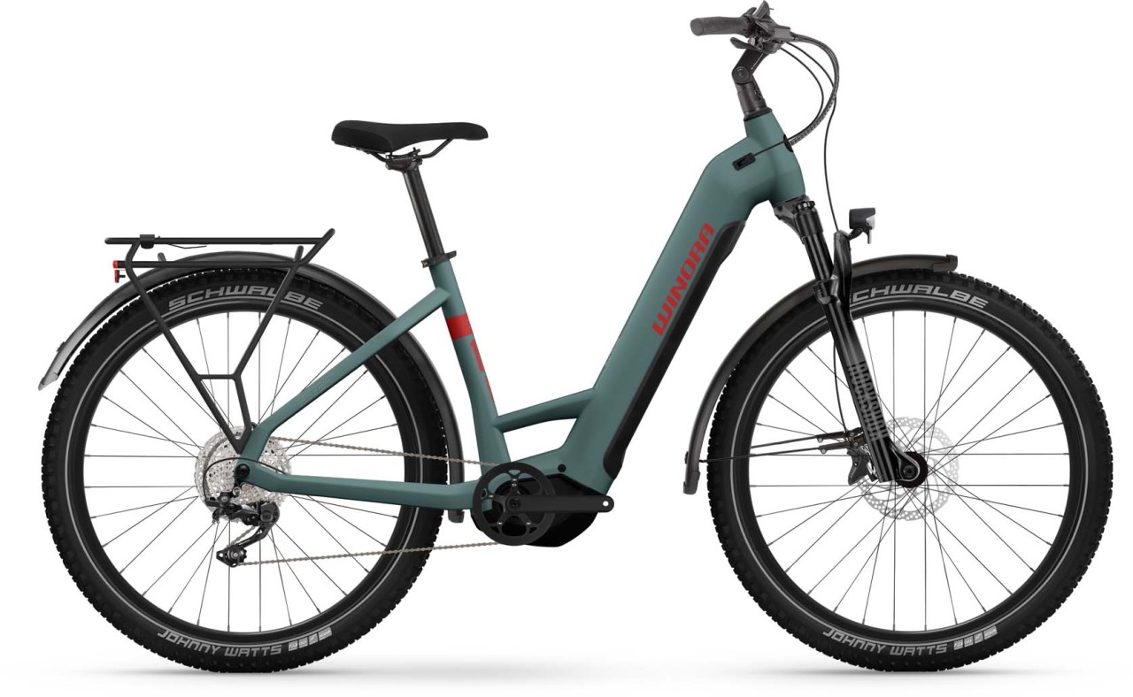 Winora Yucatan X12 metallic stone blue matte 2023 - E-Bike da Trekking per principianti