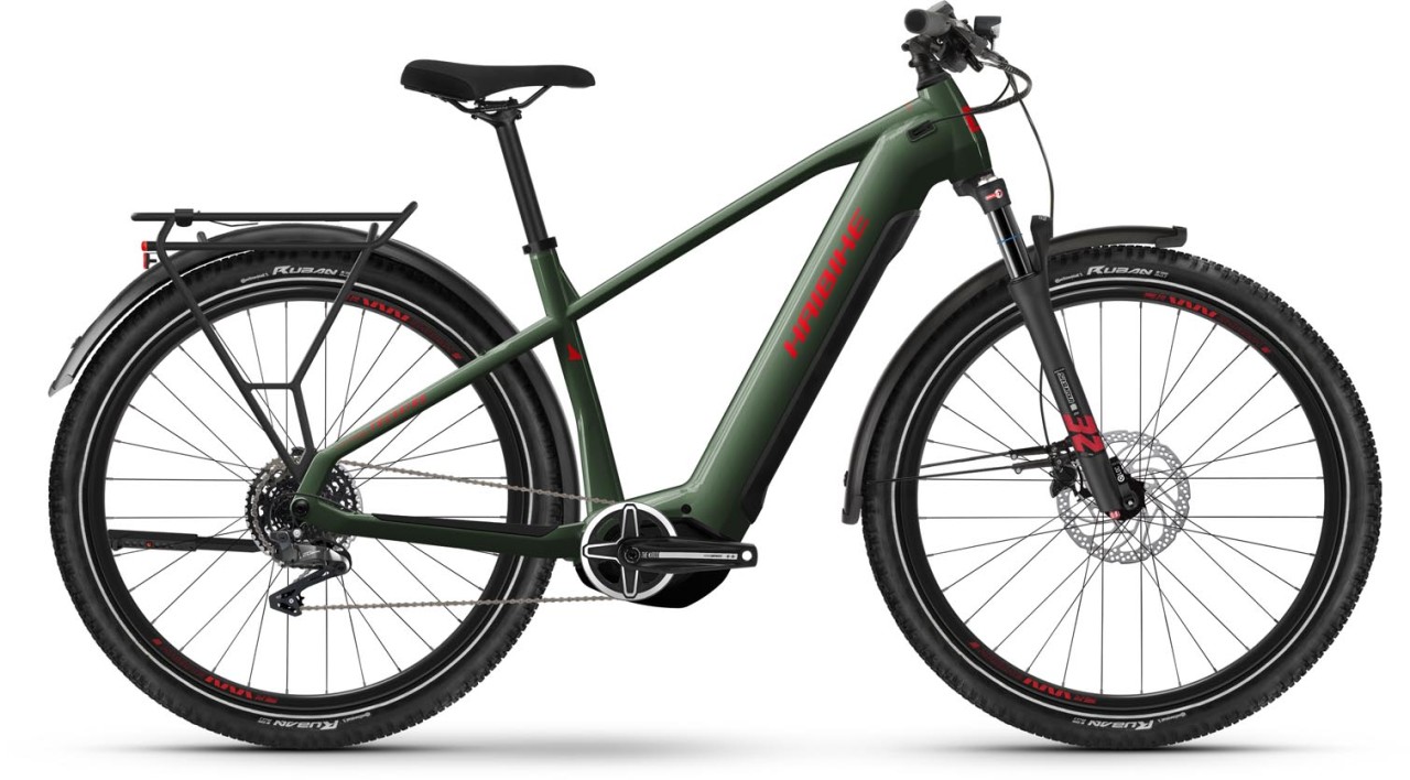 Haibike Trekking 5 olive / red gloss 2024 - E-Bike da Trekking per Uomini