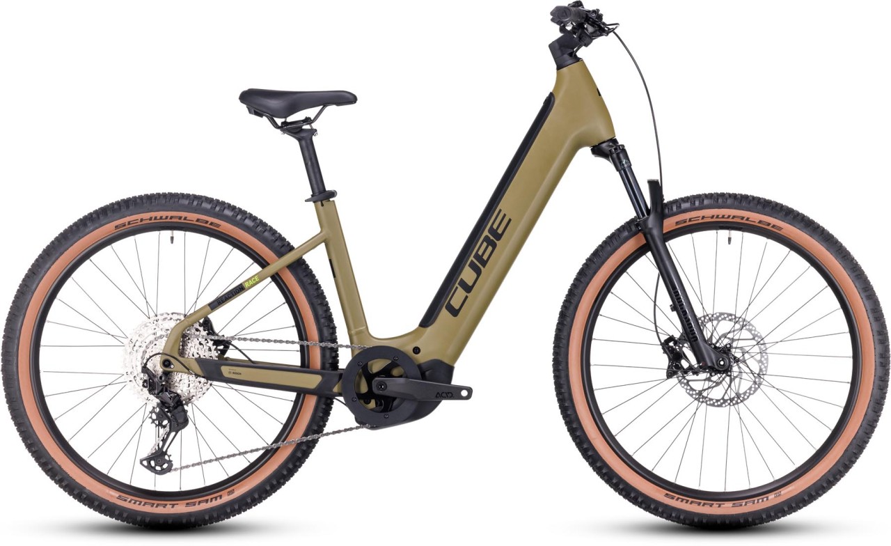 Cube Reaction Hybrid Race 750 olive n green 2024 - E-Bike Hardtail Mountainbike Tiefeinsteiger