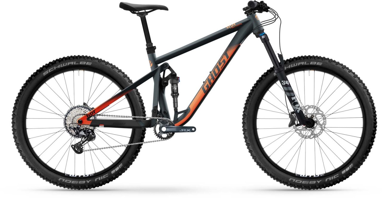 Ghost Riot Trail Essential dark grey / rusty orange matt 2023 - Fully Mountainbike - con danni alla vernice
