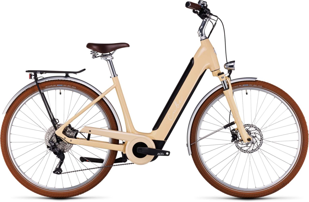 Cube Ella Ride Hybrid 500 honey n white 2023 - Retro E-Bike da Trekking per principianti
