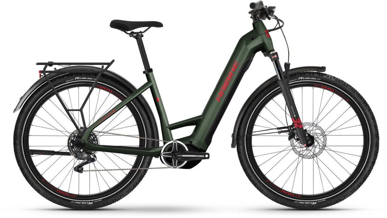 Haibike Trekking 5 olive / red gloss 2024 - E-Bike da Trekking per principianti