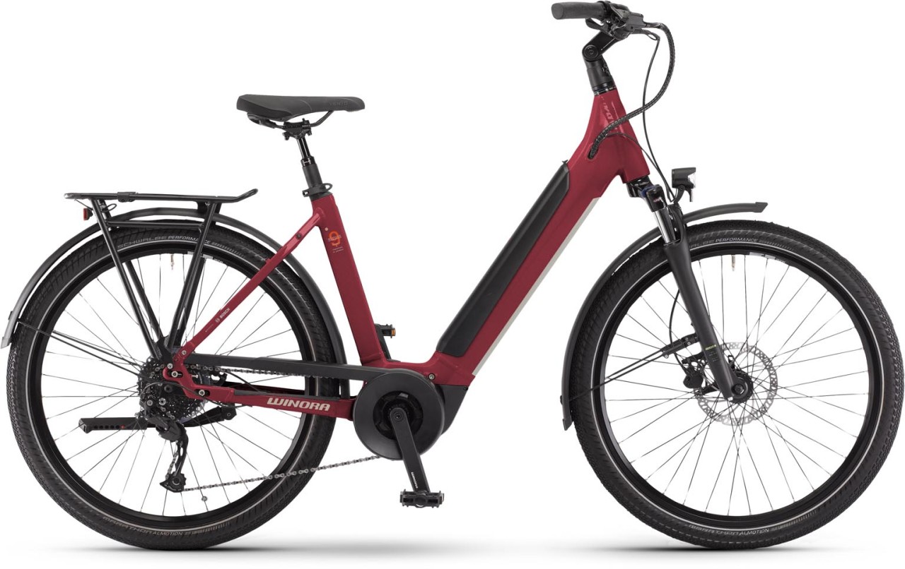 Winora Sinus X9 classic metallic red 2024 - E-Bike da Trekking per principianti